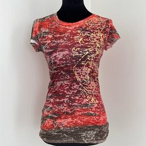 Mossimo Supply Co. Red and Brown Short Sleeve Tee